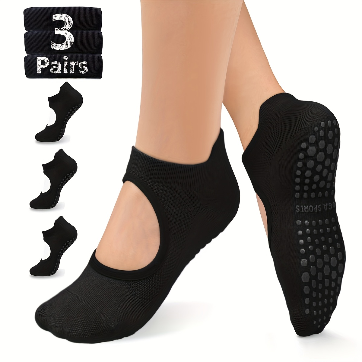 Pilates Yoga And Barre - Chaussettes antidérapantes pour femmes, pour Yoga,